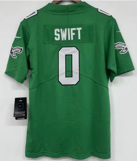 D’Andre Swift Philadelphia Eagles official Nike NFL Jersey Kelly Green product image 1, provided for visual reference and