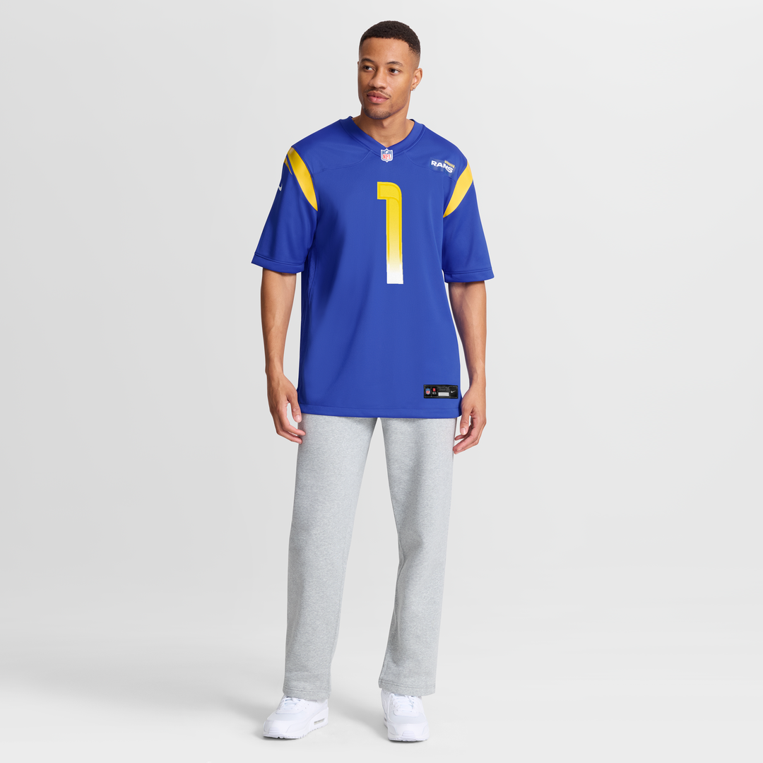 Men's Los Angeles Rams Number 1 Dad Nike Royal Game Jersey product image 7
