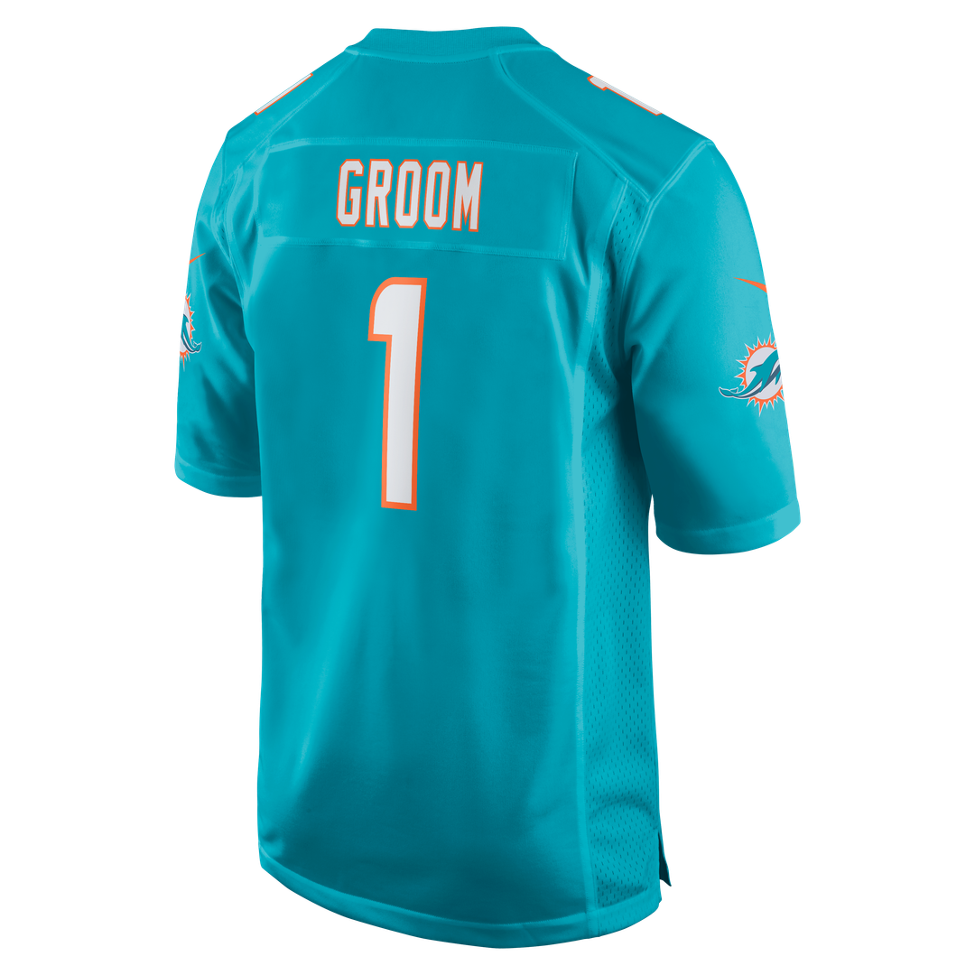 Men's Miami Dolphins Number 1 Groom Nike Aqua Game Jersey product image 3