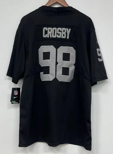 Maxx Crosby Las Vegas Raiders Official NFL Nike Jersey black product image 1, provided for visual reference and product