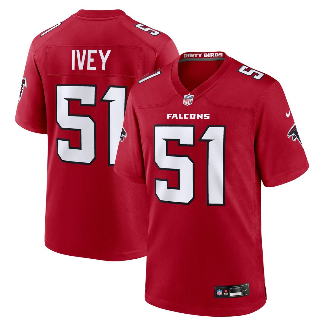 Men's Atlanta Falcons Jared Ivey Nike Red Team Game Jersey product image 1