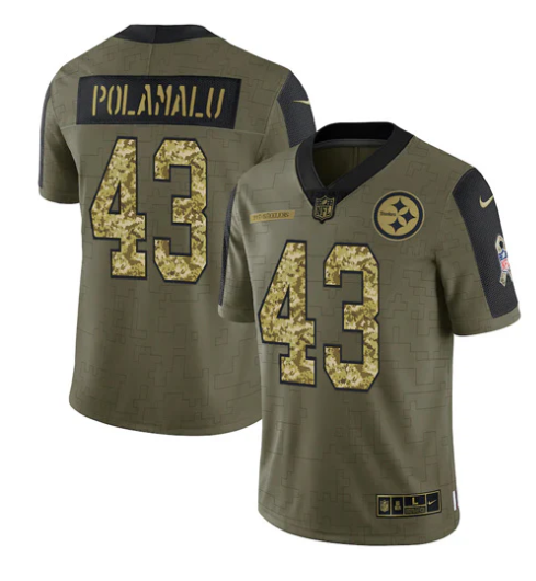 Troy Polamalu Pittsburgh Steelers military salute to service Nike Jersey product image 1, provided for visual reference and