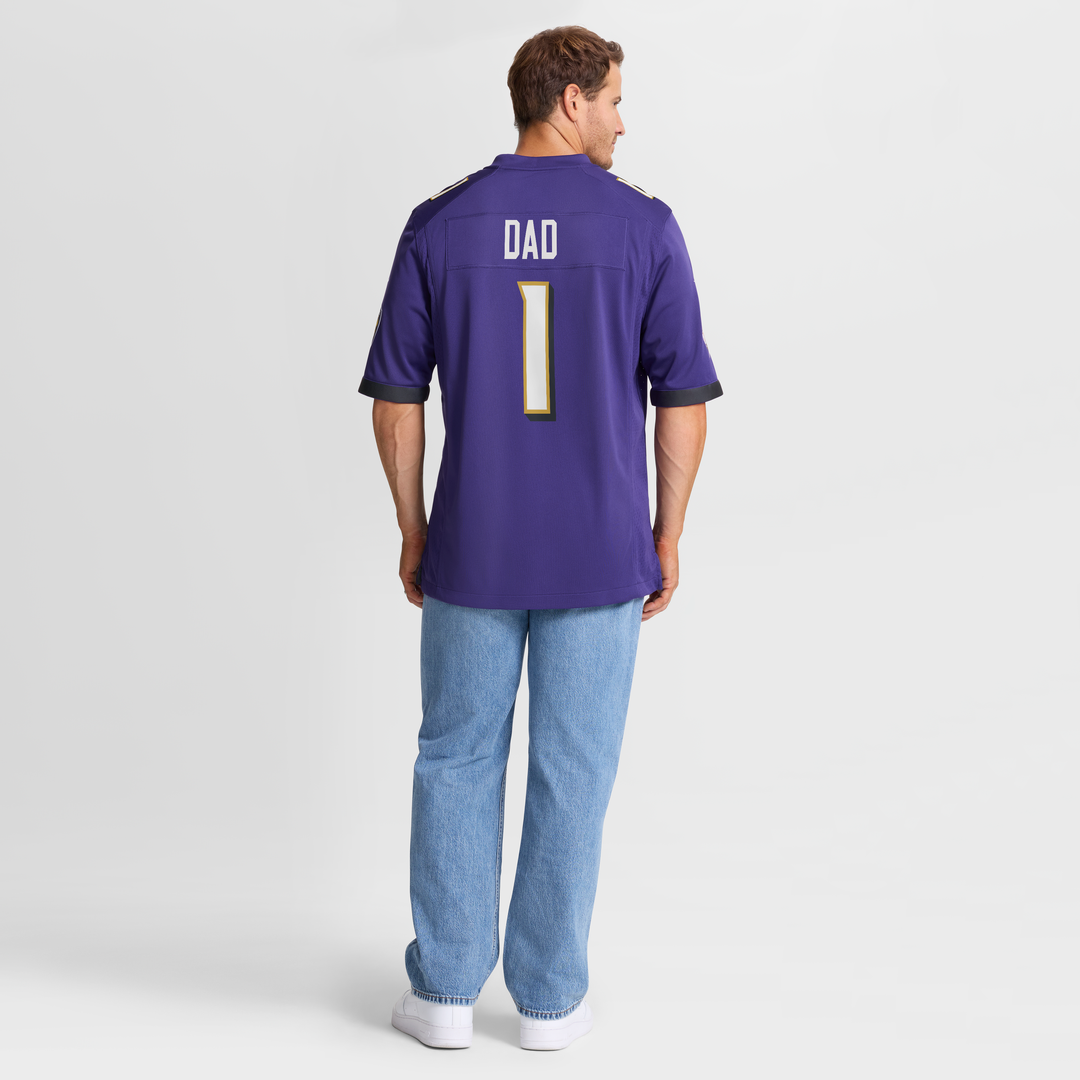 Men's Baltimore Ravens Number 1 Dad Nike Purple Game Jersey product image 8