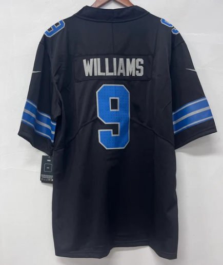 Jameson Williams Detroit Lions Official 2024 Nike Jersey black product image 1, provided for visual reference and product