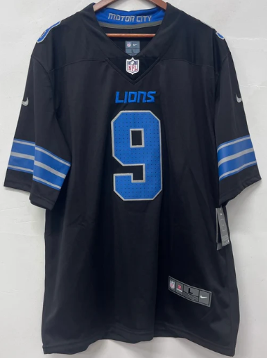 Jameson Williams Detroit Lions Official 2024 Nike Jersey black product image 2, provided for visual reference and product