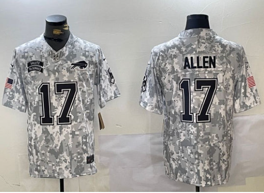 Josh Allen Buffalo Bills 2024 Nike NFL Salute to Service Jersey product image 1, provided for visual reference and product