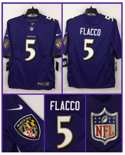 Joe Flacco Baltimore Ravens Official NFL Jersey Nike product image 1, provided for visual reference and product detail review