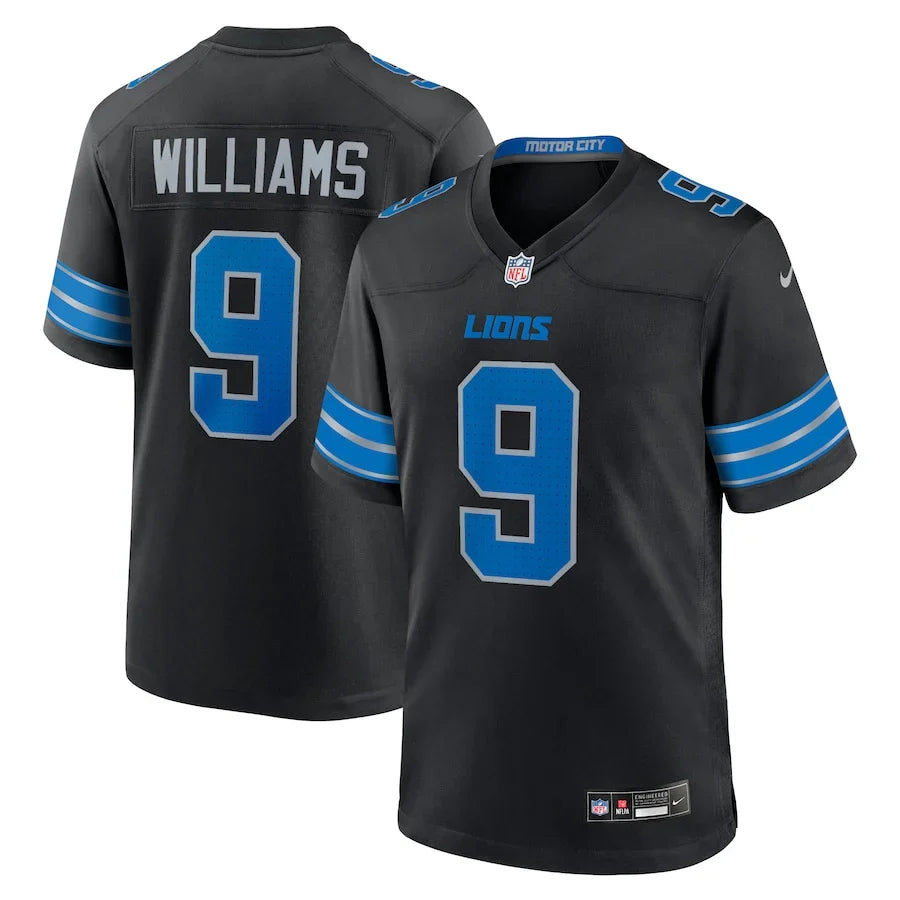 Jameson Williams Detroit Lions Official 2024 Nike Jersey black product image 1, provided for visual reference and product