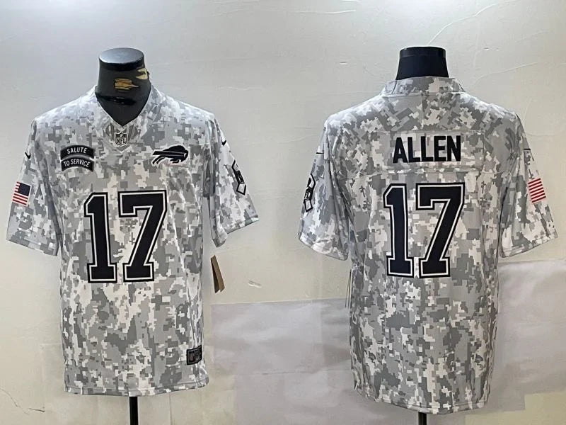 Josh Allen Buffalo Bills 2024 Nike NFL Salute to Service Jersey product image 1, provided for visual reference and product