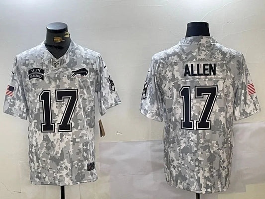 Josh Allen Buffalo Bills 2024 Nike NFL Salute to Service Jersey product image 1, provided for visual reference and product