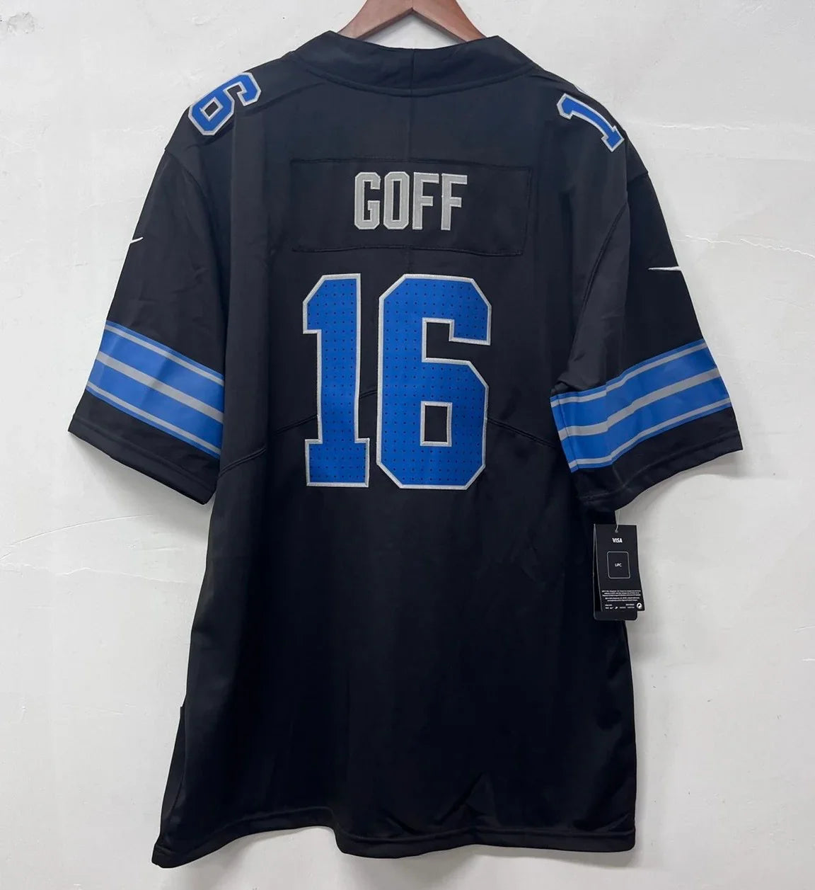 Jared Goff Detroit Lions Official NFL Nike Jersey NIKE black 2024 product image 1, provided for visual reference and product