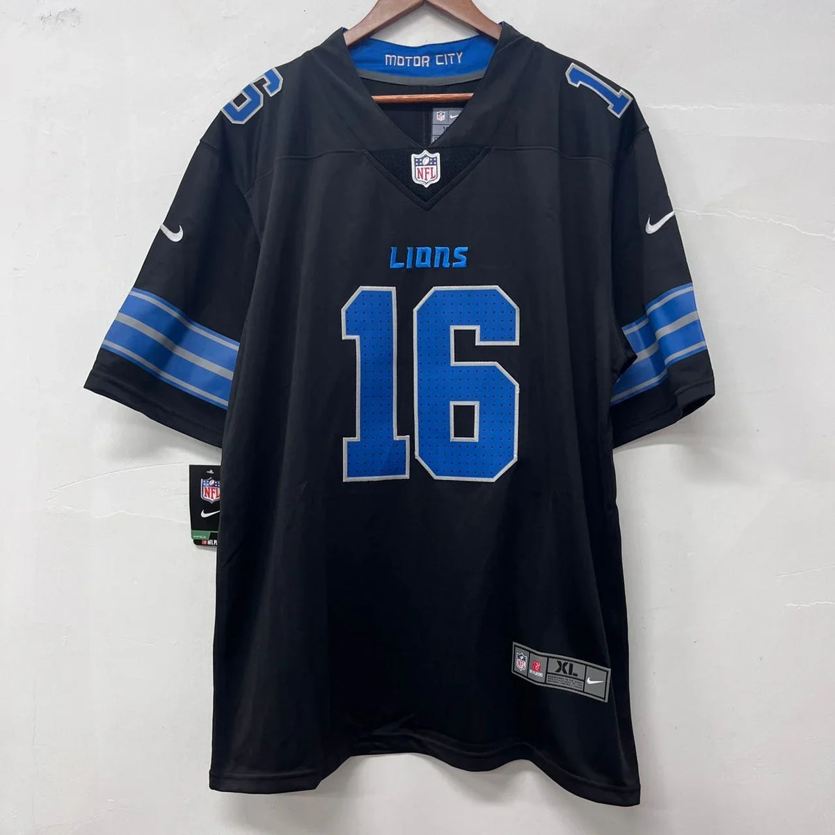 Jared Goff Detroit Lions Official NFL Nike Jersey NIKE black 2024 product image 2, provided for visual reference and product
