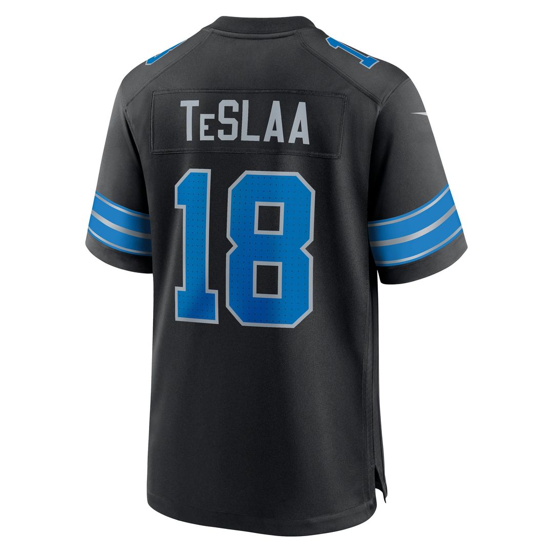 Men's Detroit Lions Isaac TeSlaa Nike Black Alternate Game product image 3