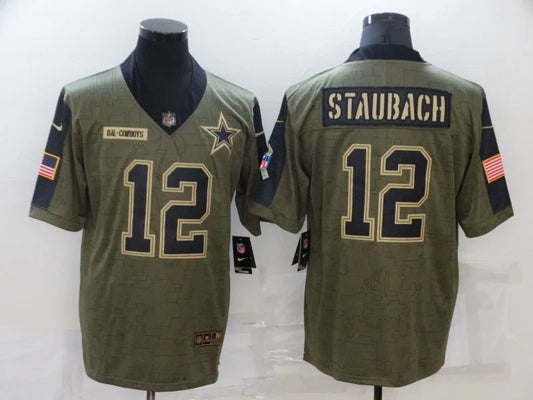 Roger Staubach Dallas Cowboys military salute to service Jersey product image 1, provided for visual reference and product