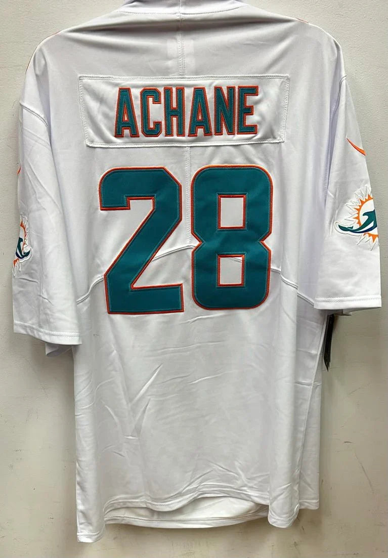 De’von Achane Miami Dolphins Nike Jersey white product image 1, provided for visual reference and product detail review