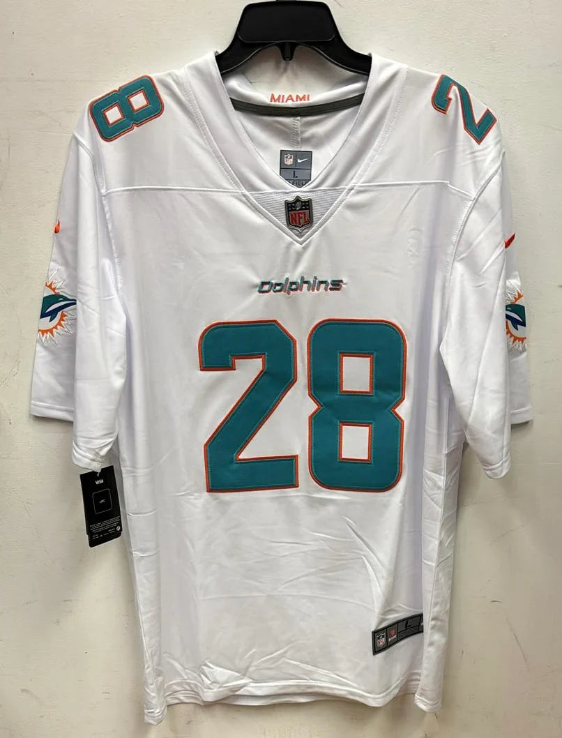 De’von Achane Miami Dolphins Nike Jersey white product image 2, provided for visual reference and product detail review