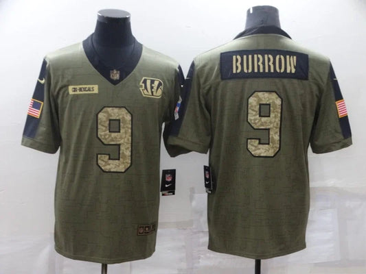 Joe Burrow Cincinnati Bengals military salute to service Jersey product image 1, provided for visual reference and product