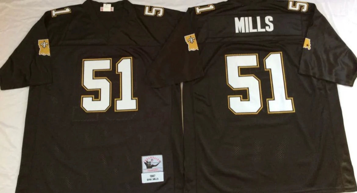 Sam Mills New Orleans Saints official NFL Jersey Mitchell & Ness product image 1, provided for visual reference and product