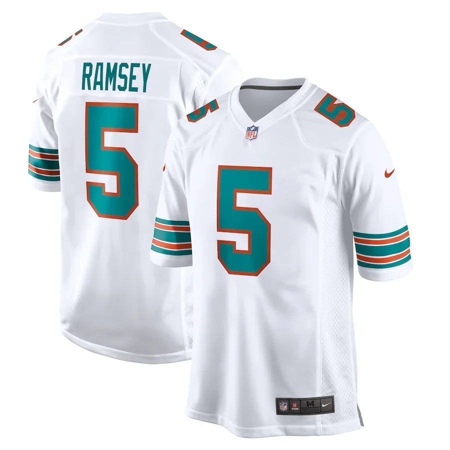 Jalen Ramsey Miami Dolphins Official NFL Nike Jersey White product image 1, provided for visual reference and product detail