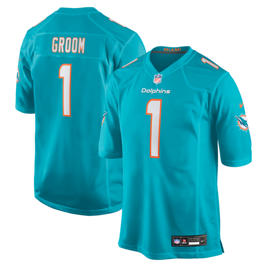 Men's Miami Dolphins Number 1 Groom Nike Aqua Game Jersey product image 1
