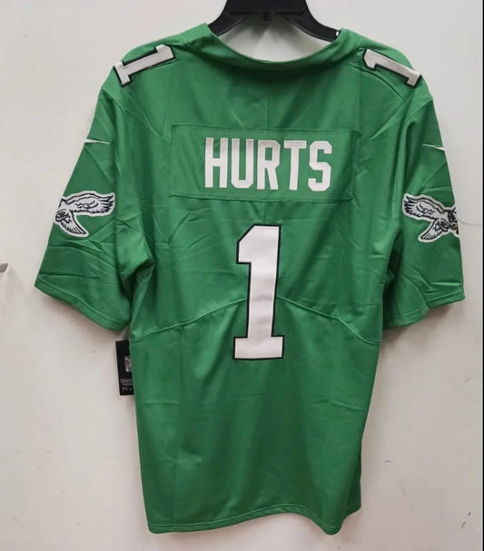 Jalen Hurts Philadelphia Eagles official Nike NFL Jersey Kelly Green product image 1, provided for visual reference and