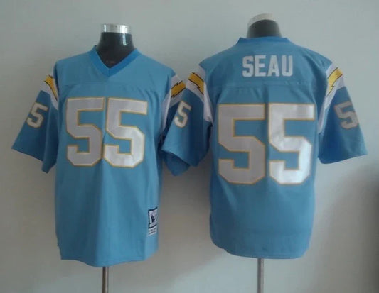 Junior Seau San Diego Chargers Jersey light blue product image 1, provided for visual reference and product detail review