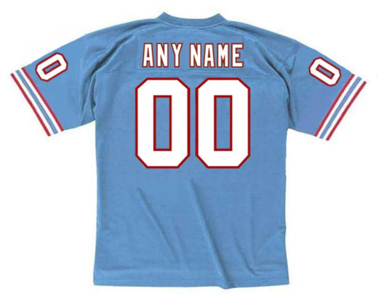 Any name & Number Houston Oilers Light Blue NFL Mitchell & Ness Jersey product image 1, provided for visual reference and