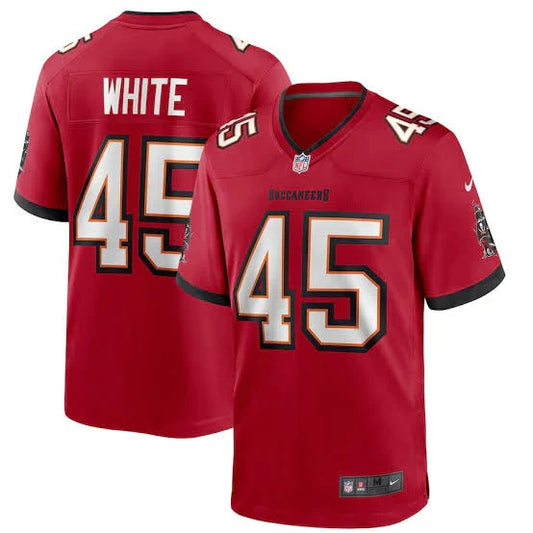 Devin White Tampa Bay Buccaneers Official Red NFL NIKE Jersey product image 1, provided for visual reference and product