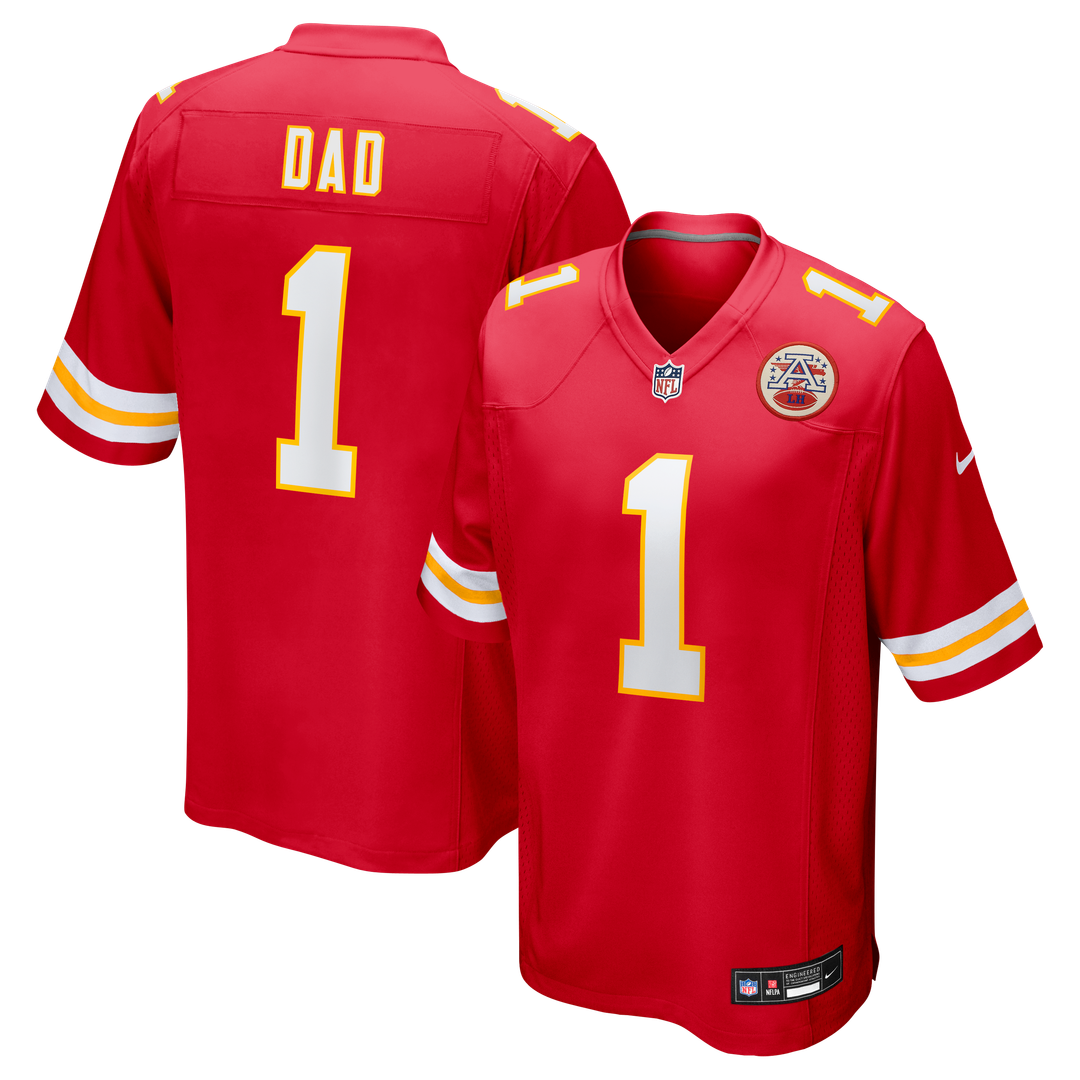 Men's Kansas City Chiefs Number 1 Dad Nike Red Game Jersey product image 1