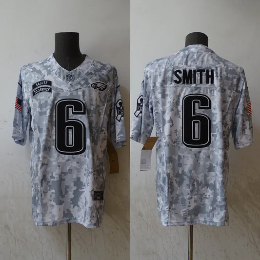 DaVonta Smith Philadelphia Eagles Nike 2024 NFL Salute to Service Jersey product image 1, provided for visual reference and