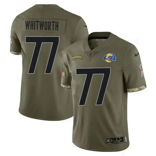 Andrew Whitworth Los Angeles Rams Official NFL NIKE Salute to Service Dark Jersey product image 1, provided for visual