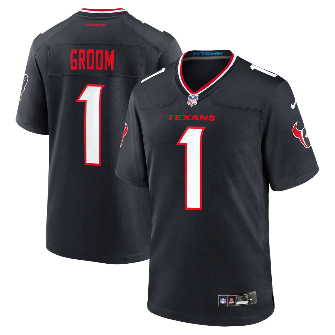 Men's Houston Texans Number 1 Groom Nike Navy Game Jersey product image 1