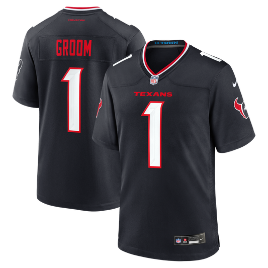 Men's Houston Texans Number 1 Groom Nike Navy Game Jersey product image 1