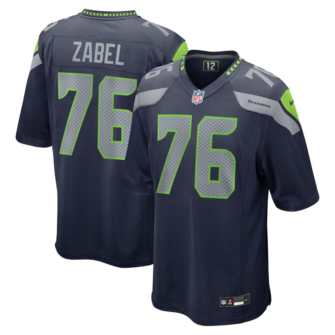 Men's Seattle Seahawks Grey Zabel Nike Navy Team Game Jersey product image 1