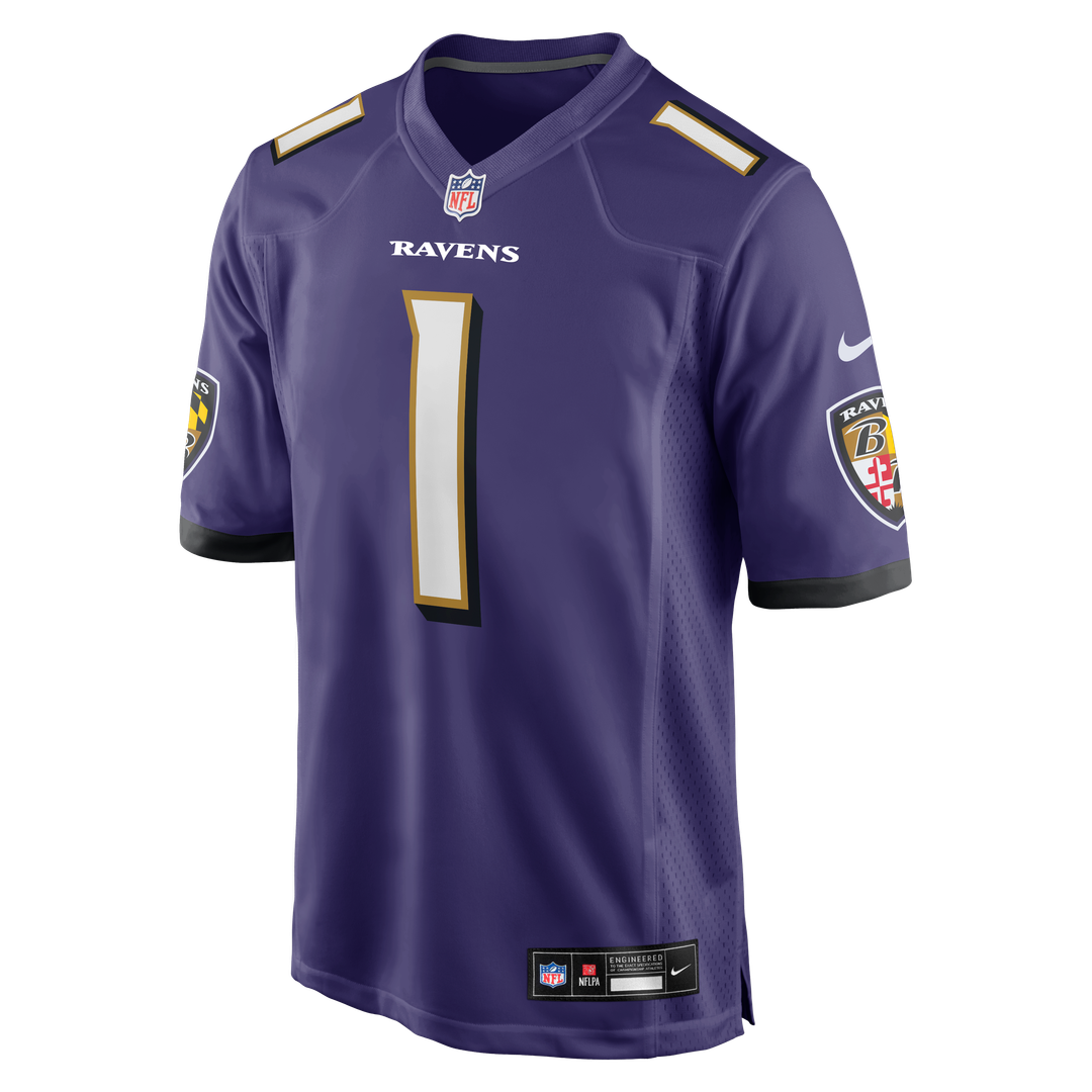 Men's Baltimore Ravens Number 1 Dad Nike Purple Game Jersey product image 2
