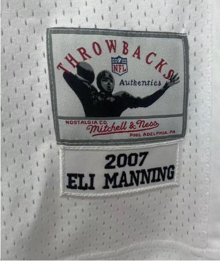 Eli Manning New York Giants Jersey white Super Bowl XLII patch product image 4, provided for visual reference and product