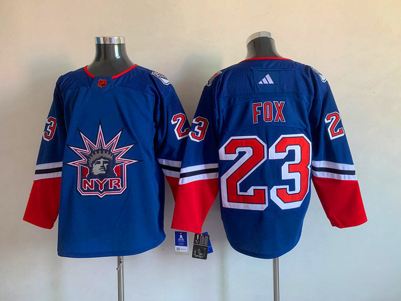 Adam Fox New York Rangers Jersey Statue of Liberty product image 1, provided for visual reference and product detail review