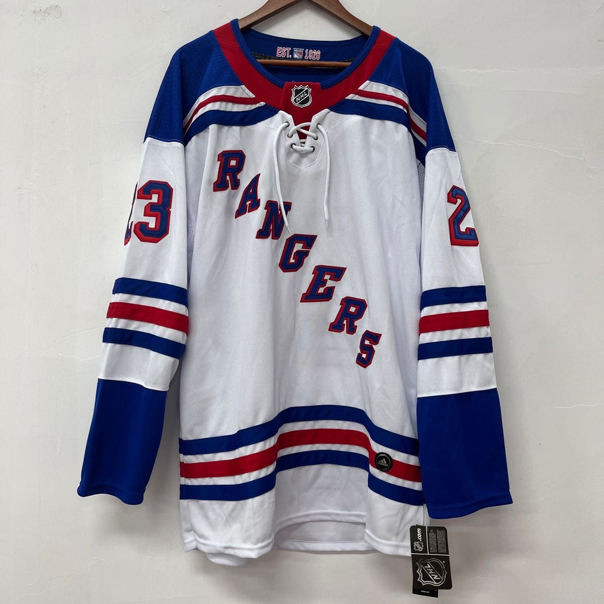 Adam Fox New York Rangers Jersey White product image 2, provided for visual reference and product detail review