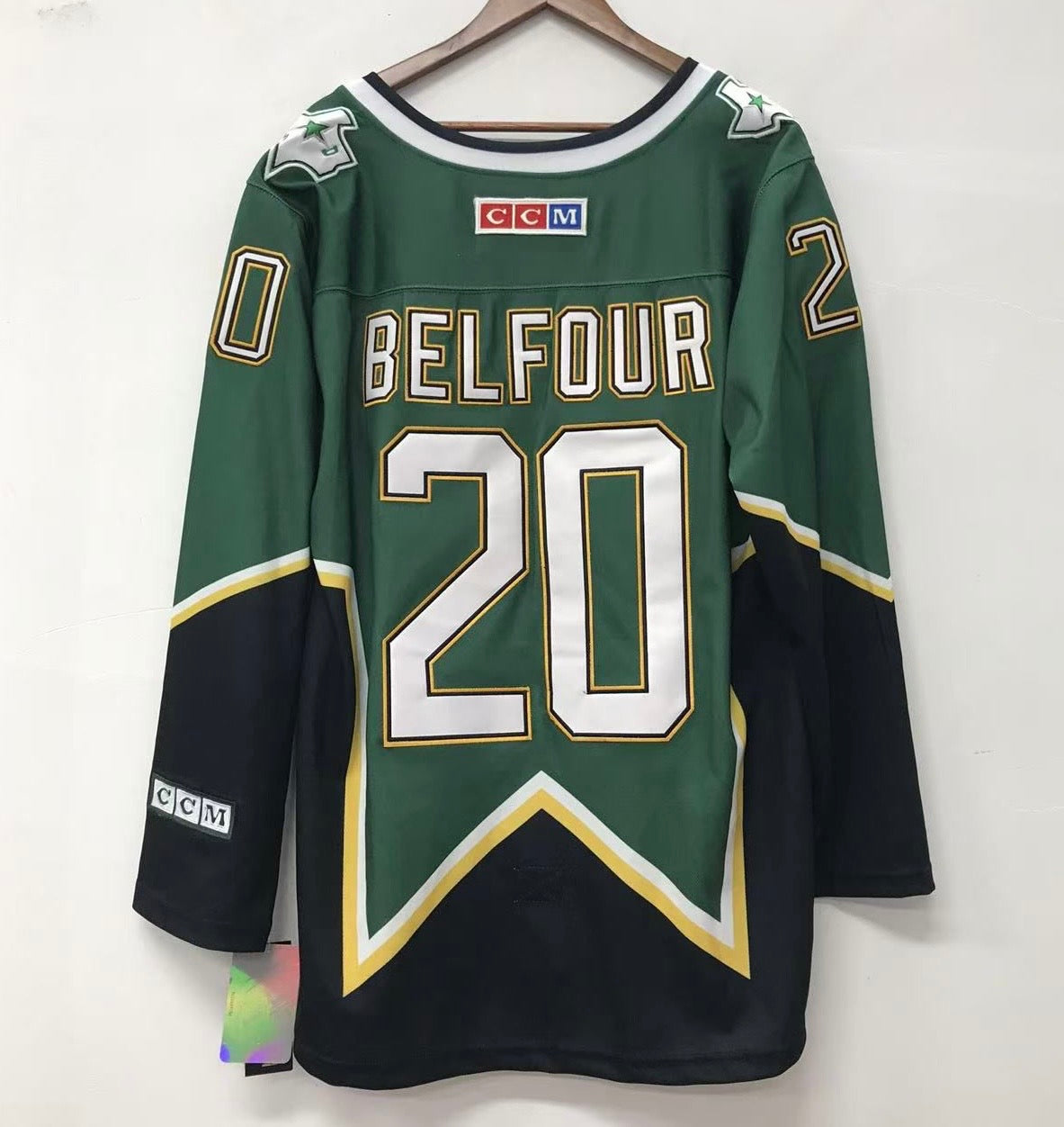 Ed Belfour Dallas Stars Official NHL CCM Jersey product image 1, provided for visual reference and product detail review