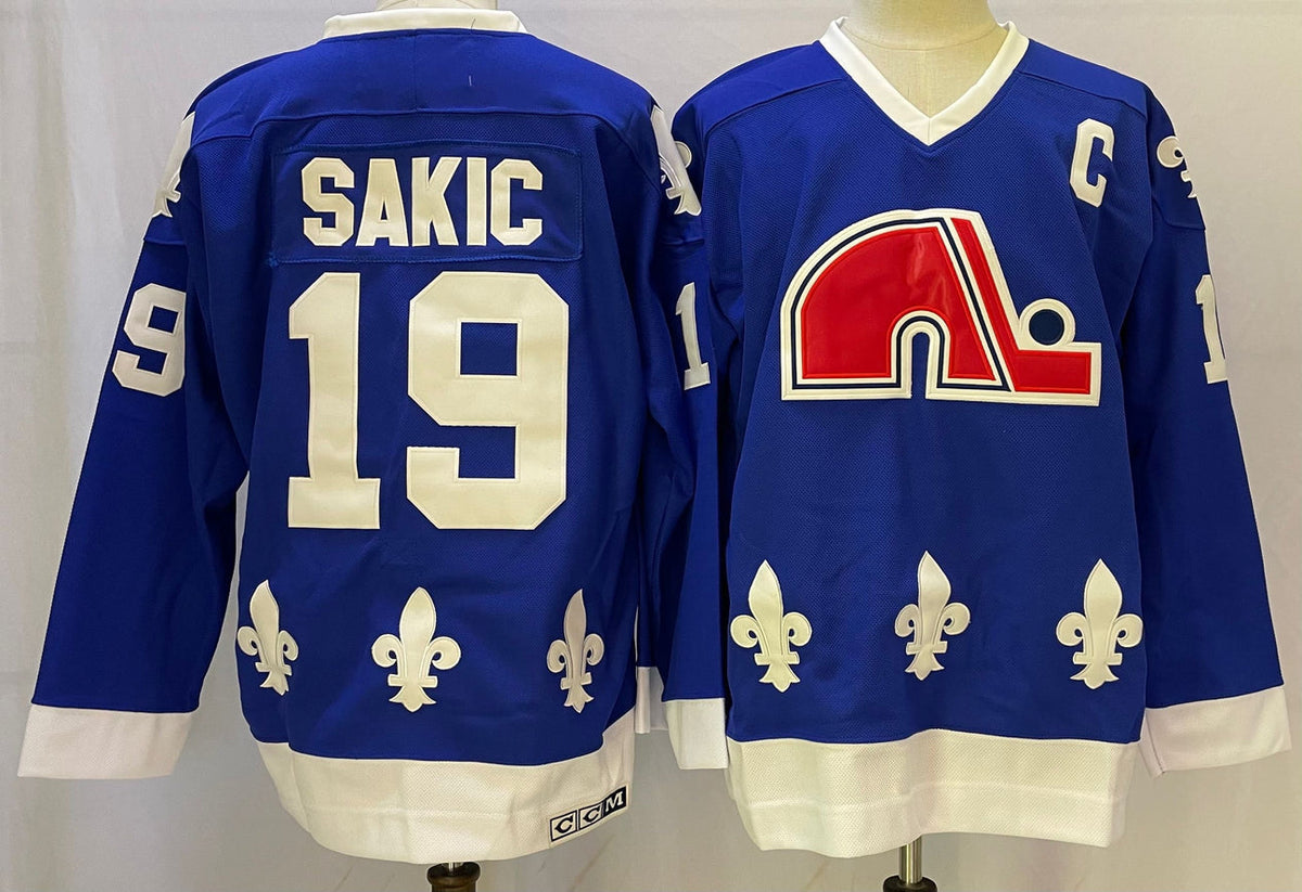 Joe Sakic Quebec Nordiques Official NHL Jersey CCM blue product image 1, provided for visual reference and product detail