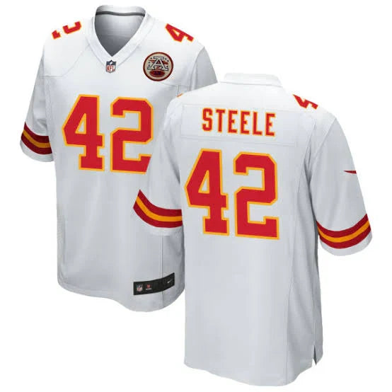 Carson Steele Kansas City Chiefs official NFL Nike Jersey white product image 1, provided for visual reference and product