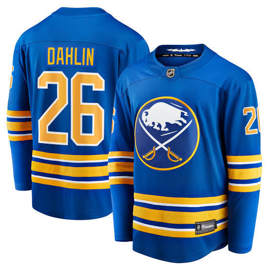 Rasmus Dahlin Buffalo Sabres Official NHL Fanatics Jersey blue product image 1, provided for visual reference and product
