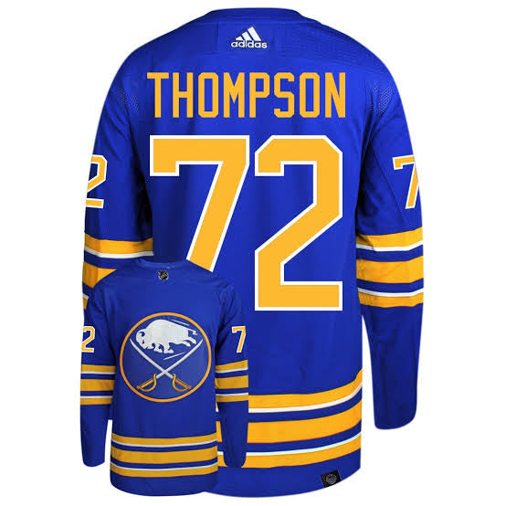 Tage Thompson Buffalo Sabres Official NHL Adidas Jersey blue product image 1, provided for visual reference and product