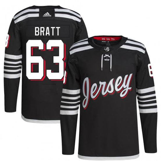 Jesper Bratt New Jersey Devils Official NHL Adidas Jersey black product image 1, provided for visual reference and product