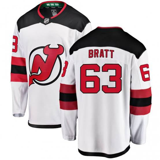 Jesper Bratt New Jersey Devils Official NHL Adidas Custom Jersey white product image 1, provided for visual reference and