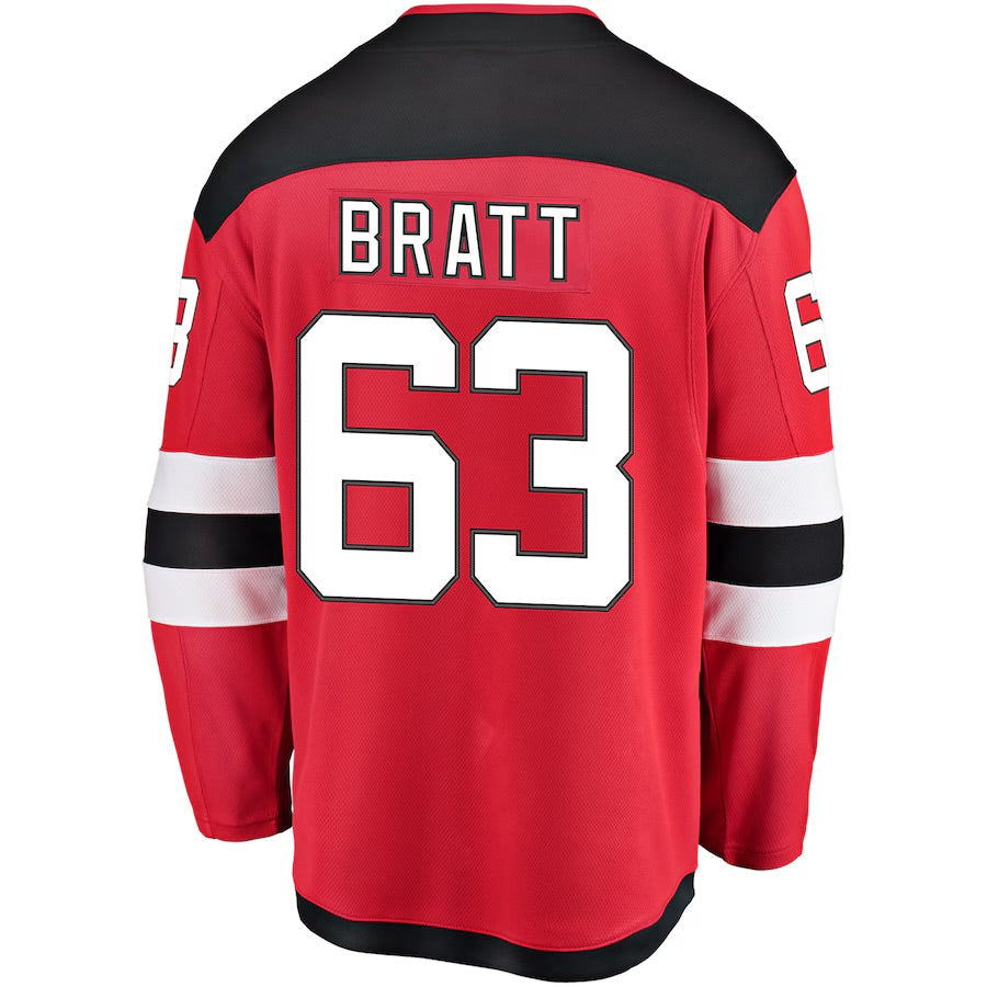 Jesper Bratt New Jersey Devils Official NHL Adidas Jersey product image 2, provided for visual reference and product detail