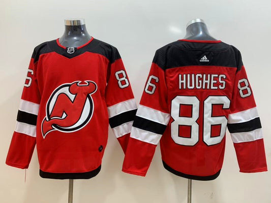 Jack Hughes New Jersey Devils Official NHL Adidas Jersey red product image 1, provided for visual reference and product