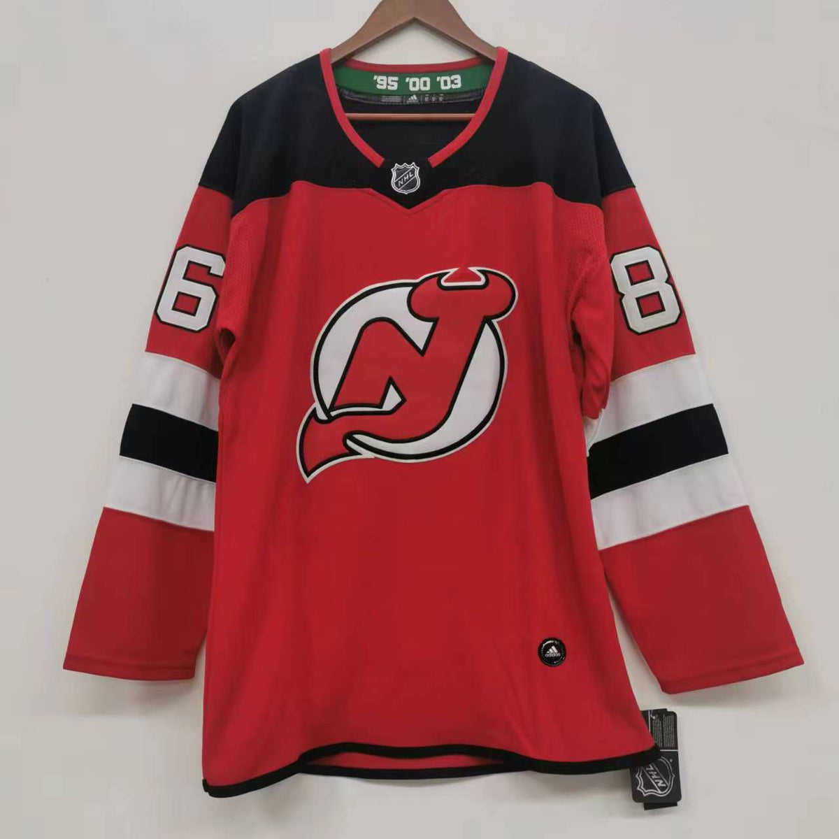Jack Hughes New Jersey Devils Official NHL Adidas Jersey red product image 2, provided for visual reference and product