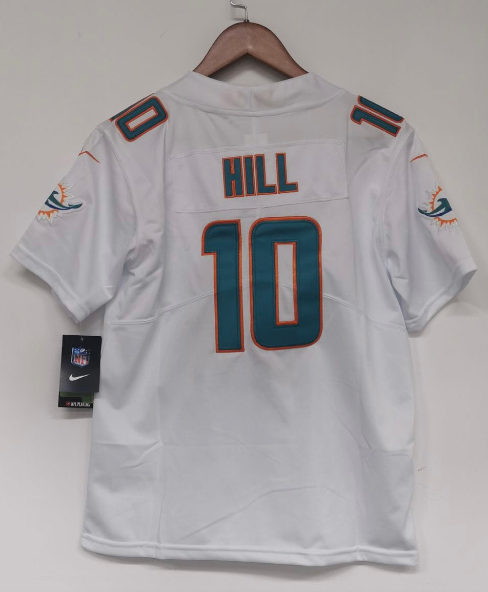 Tyreek Hill Miami Dolphins YOUTH Jersey white product image 1, provided for visual reference and product detail review