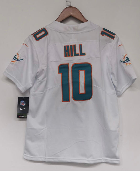 Tyreek Hill Miami Dolphins YOUTH Jersey white product image 1, provided for visual reference and product detail review